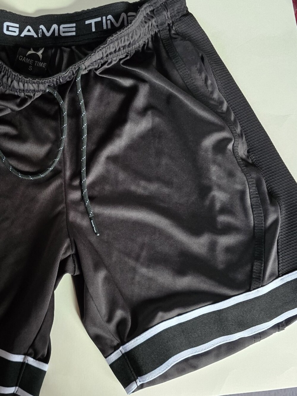 Game Time Black Men's Athletic Shorts with Contrast Trim